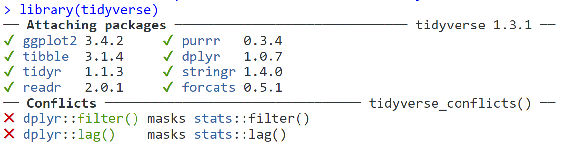 Tidyverse message when successfully loaded