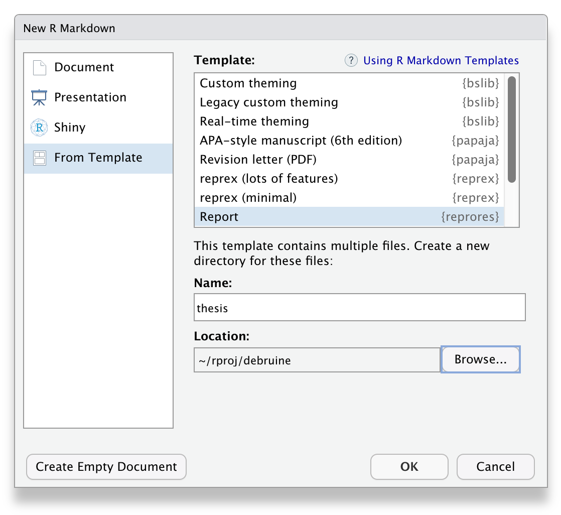 The custom R markdown template from reprores.