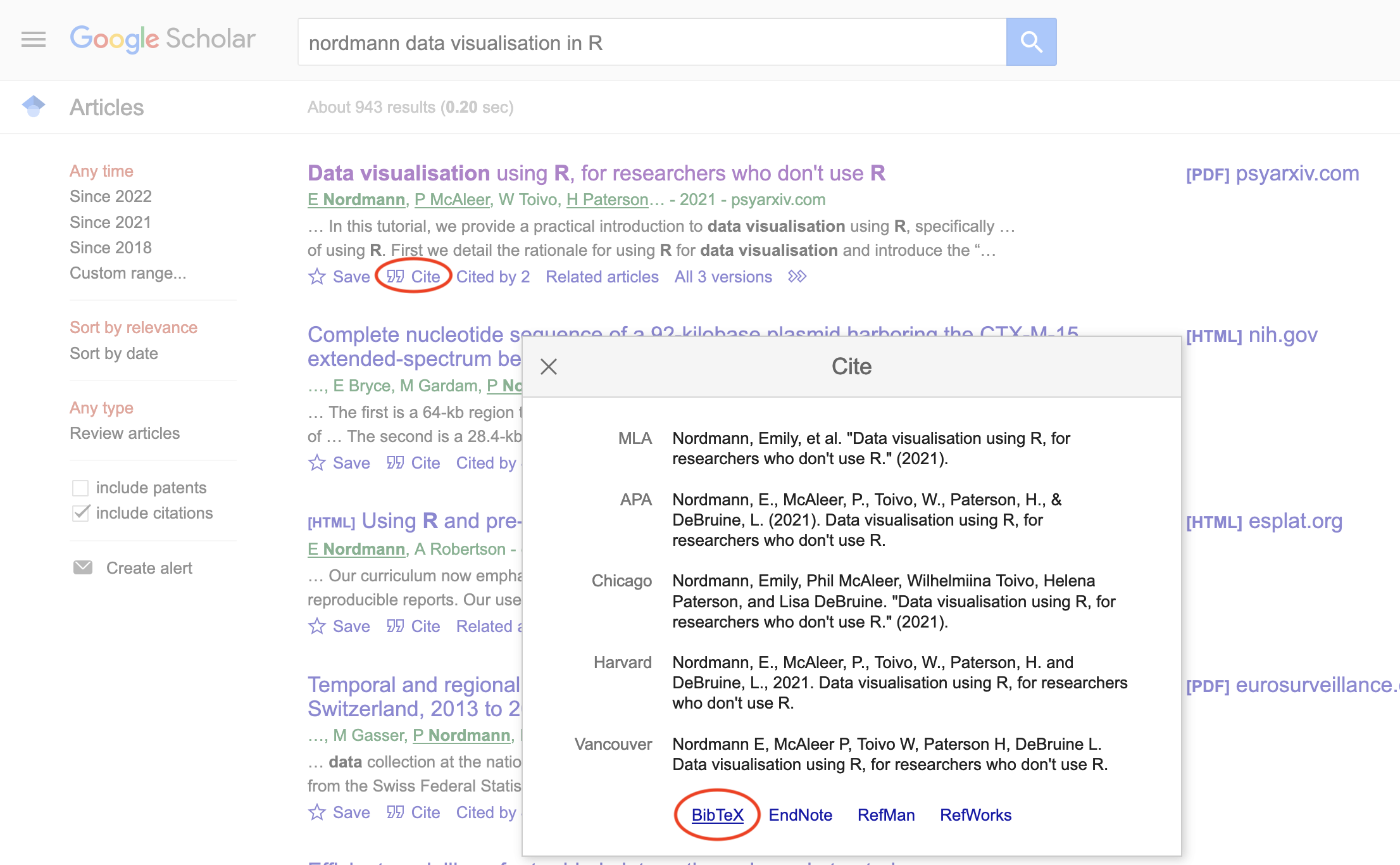 Get BibTex citations from Google Scholar.